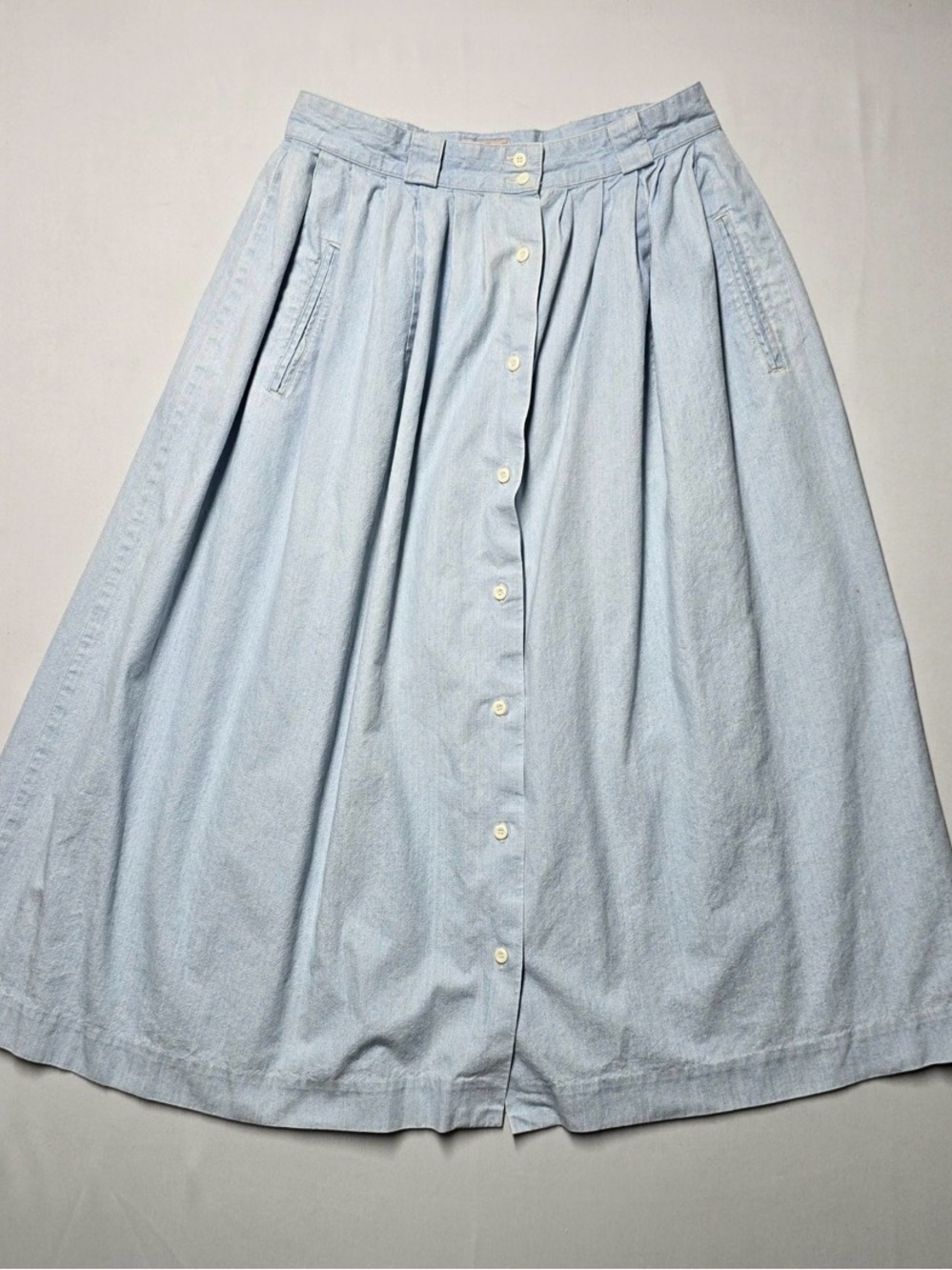 Banana Republic Pale Blue Full Button-Front A-Line Skirt